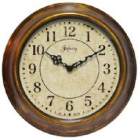 Infinity Instruments 13536AG-2744 Traditional Keeler Wall Clock, 14" Round Diameter, Metal Multi-Color Brown Case, Black Metal Ornate Hands, Glass Lens, Arabic Numbers, Highly Accurate Quartz Movement, One AA Battery Required (not included), UPC 731742135360 (13536AG2744 13536AG 2744 13536AG/2744) 