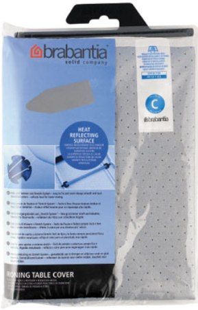 Brabantia 136702 Replacement Ironing Table Cover 124 x 45 cm, Silicone, Fastened with cord binder and pull string tightener, Heavy duty pure cotton - washable and colour-fast, 100% cotton with 2 mm foam layer, Dimensions (HxW) 124 x 45 cm (136-702 136 702)