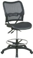 Office Star 13-77N30D Space Deluxe Ergonomic Air Grid Back & Seat Drafting Chair, Breathable Air Grid Back and Seat with Built-in Lumbar Support, One Touch Pneumatic Seat Height Adjustment, Dual Function Control, Adjustable Chrome Finish Footring, Nylon Base with Dual Wheel Carpet Casters (1377N30D 13 77N30D OfficeStar) 