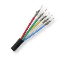 BELDEN1395RB591000, Model 1395R, 25 AWG, 5-Coax, RGB Video, Mini Hi-Resolution Cable; Black Color; CMR-Rated; 25 AWG solid Tinned copper conductors; Foam polyethylene insulation; Beldfoil Tape shield and Tinned copper serve; Inner PVC jackets; CMR overall PVC jacket; UPC 612825114420 (BELDEN1395RB591000 TRANSMISSION CONNECTIVITY WIRE IMAGE) 