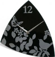 Infinity Instruments 13963 Age of Aviary Glass Wall Clock, Glass with Ornate Etched Detail, Decorative Triangle Metal Hands, Quartz Movement, Dimensions H 14-7/8" x W 11-7/8" x D 1-5/8", UPC 731742139634 (13-963 139-63) 