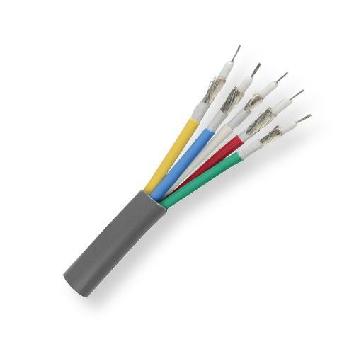 Belden 1396P 008500, Model 1396P, 25 AWG, 6-Coax, Mini Hi-Resolution RGB Video Cable; Gray Color; Plenum CMP-Rated; 25 AWG solid Tinned copper conductors; Foam FEP insulation; Duofoil Tape and Tinned copper serve shield; Inner Flamarrest jackets; CMP overall Flamarrest jacket; For Indoor Use; UPC 612825114482 (BTX 1396P008500 1396P 008500 1396P-008500 BELDEN)