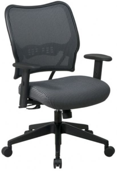 Office Star 13-V44N1WA Space Collection Veraflex Deluxe Chair with 2 Way Adjustable Arms in Charcoal, VeraFlex fabric seat with built-in lumbar support, 2-to-1 synchro tilt control that features adjustable tilt tension for personal seating comfort, 2-way adjustable arms with soft, durable and cleanable gel pads, 20