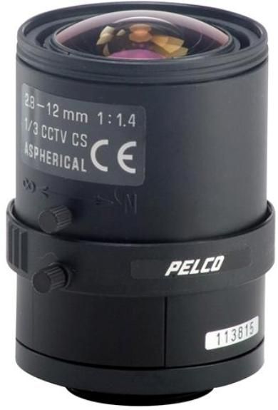 Pelco 13VA2812 Varifocal Lens, Varifocal Type, 1/3-inch Format Size, CS Mount Type, 2.8~12 mm Focal Length, 4.3X Zoom Ratio, 1.4~Close Relative Aperture - F, Manual Iris, Focus and Zoom (13VA-2812 13VA 2812)