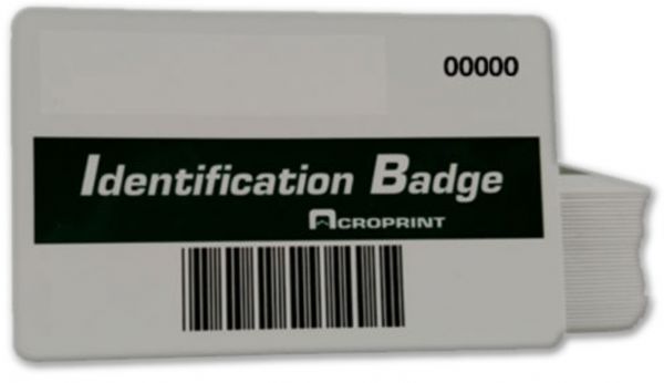 Acroprint 14-0114-000 Barcode Badges, Numbered 1 - 50; Acroprint barcode employee badges; Sequentially numbered; For use with with TimeQPlus systems equipped with TQ600BC barcode badge-swipe terminals; TQP barcode badges numbered 1 - 50; The badges are assigned to each employee in the system: It will only identify with one person; More badges available, see 