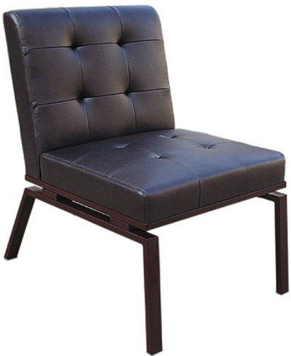 Linon 14011BRNES-01-KD Trento Slipper Chair, Brown Frame Finish, Steel Tube with PVC, Metal frame, Espresso colored PVC vinyl cushion, Some Assembly Required, Dimensions (W x D x H) 22.00 x 29.25 x 32.00 Inches, Weight 29.10 Lbs, UPC 753793802275 (14011BRNES01KD 14011BRNES-01KD 14011BRNES01-KD 14011BRNES-01 14011BRNES 01KD)