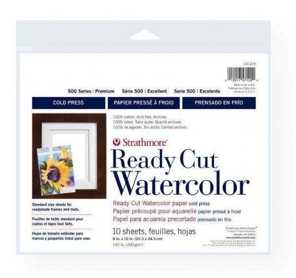 Strathmore 140-208 Series 500 Cold Press Ready Cut Watercolor Sheet Pack 8
