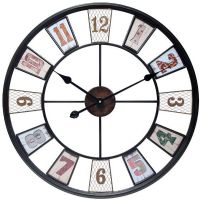 Infinity Instruments 14024-24A 24" x 24" Analog Round Modern Farmhouse Wall Clock with Multicolor Metal Frame, For Indoor Use only, Assembly Not Required, Product Weight 3 pounds, Product Dimensions 24 x 2 x 24 inches (INFINITY14024-24A 1402424A 1402424-A 140-2424-A)  