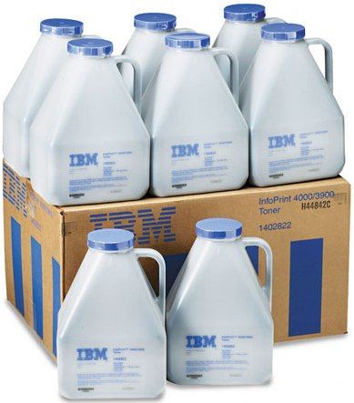 IBM 1402822 Black Toner (8) Bottle, Work with InfoPrint Solutions 3900/4000 ID3/ID4 Printers, 37800 - 42000 feet per bottle, New Genuine Original OEM IBM brand, UPC 008794422978 (140-2822 1402-822)