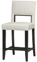 Linon 14053WHT-01-KD-U Counter Stool, Sleek black wood finish, 24" H Seat height, Easy-clean white PVC seat, Sleek contemporary form, Stylish linear silhouette, Matching bar stool also available, 38" H x 17.5" W x 19.5" D Dimensions, UPC 753793812908 (14053WHT 01 KD U 14053WHT01KDU) 