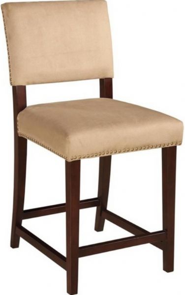 Linon 14060STN-01-KD-U Corey Stone Bar Stool, Brown Finished Frame, 275 lbs Weight limits, Stationary Seat, 38.19 - 45.08
