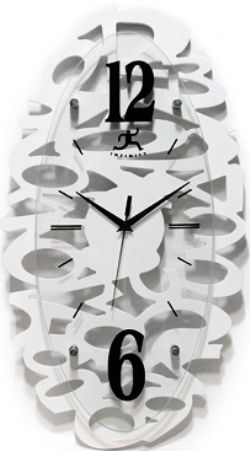 Infinity Instruments 14084WH Modern Whimsy White Wall Clock, White Scattered MDF Numbers, Raised Glass Cover, Black Metal HandsDimensions L 20.5