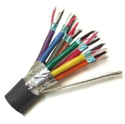 BELDEN1410R010500, Model 1410R, 24 AWG, 8-Pair, Riser-Rated, Audio Snake Cable; Black; 8-24 AWG tinned copper pairs; Polyolefin insulation; Individually shielded with Beldfoil Tape bonded to numbered, color-coded PVC jackets so both strip simulteaneously; Overall Beldfoil shield with drainwire; PVC jacket; UPC 612825114840 (BELDEN1410R010500 TRANSMITION PLUG WIRE SOUND)