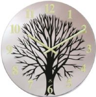 Infinity Instruments 14135 Novelty Topiary Wall Clock, 14" Round, Mirrored Glass, Cream Metal Hands, Arabic Numbers, Operates by a Highly Accurate Quartz Movement and One "AA" Battery (not included), UPC 731742141354 (14-135 141-35) 