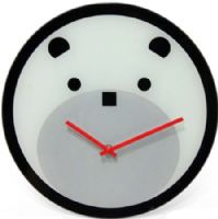 Infinity Instruments 14143 Novelty Bearly Time Wall Clock, 12" Round, Glass Bear Face Clock, Red Metal Hands For Mouth, Expressions Change with Time, Requires One (1) AA battery, UPC 731742141439 (14-143 141-43) 