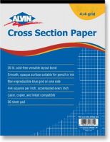 Alvin 1420-12 Cross Section Paper, 4x4 Grid, 100 Sheet Per Pack, 17" x 22"; Non-reproducible blue 4 x 4 squares per inch grid; Accentuated inch squares; 20 lb. basis layout bond; Smooth, opaque white surface; Compatible with laser, copier and inkjet; Acid-free; Dimensions 17" x 22" x 1"; Weight 4.81 lbs; UPC 088354213154 (ALVIN142012 ALVIN 142012 1420 12 1420-12) 