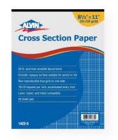 Alvin 1422-5 Cross Section Paper 10" x 10" Grid 50-Sheet Pad 8.5" x 11"; 20 lb basis, acid-free, versatile layout bond, printed with a non-reproducible blue grid on one side with inch squares accentuated; Smooth, opaque surface suitable for pencil or ink; Laser, copier, and inkjet compatible; UPC 088354213659 (ALVIN14225 ALVIN-14225 ALVIN-1422-5 ALVIN/1422/5 14225 ARCHITECTURE DRAWING) 
