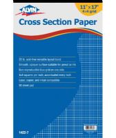 Alvin 1422-7 Cross Section Paper 4" x 4" Grid 50-Sheet Pad 11" x 17"; 20 lb basis, acid-free, versatile layout bond, printed with a non-reproducible blue grid on one side with inch squares accentuated; Smooth, opaque surface suitable for pencil or ink; Laser, copier, and inkjet compatible; UPC 088354213703 (ALVIN14227 ALVIN-14227 ALVIN-1422-7 ALVIN/14227 14227 ENGINEERING DRAWING) 