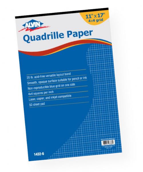 Alvin 1432-6 Quadrille Paper 4x4 Grid 50-Sheet Pad 11