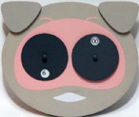 Infinity Instruments 14456 Hamlet Wall Clock, Big Eyes Collection, 8" Wood open face with metal dials for hours and minutes, Pig Face Wood Case, Two Rotating Aluminum Discs, With individual rotating eyes (left for the hour and the right for the minutes) these clocks are fun and exciting for all children, Two AA battery (not included), Dimensions H 8" x W 9.5", UPC 731742144560 (14-456 144-56) 
