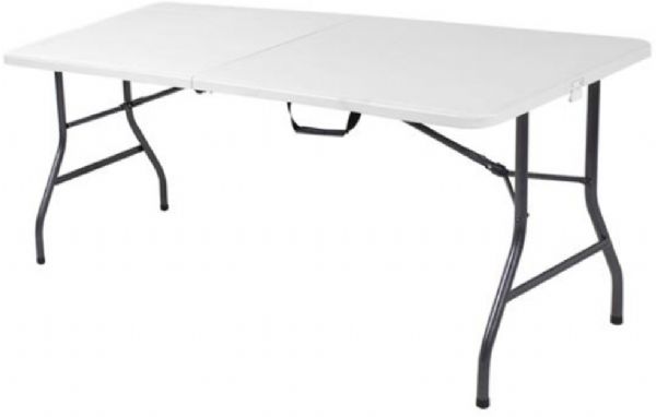 Cosco 14678WSP1 6 foot Centerfold Blow Molded Folding Table; PERFECT FOR ANY ROOM - Moisture proof top for weather resistance; FULLY MOLDED TOP - Easy to clean surface; LIGHTWEIGHT - Easy to carry; NON-MARRING - Let tips protect floor surfaces; FOLDS IN THE CENTER - Just 36.500