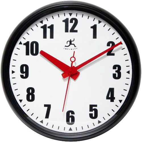 Infinity Instruments 14724BK-3733 Impact Wall Clock; Infinity Instruments Impact wall clock would make a great choice for your home or office; Has large bold number and bright red hands so that you can easily see the time; Available Now!; 15