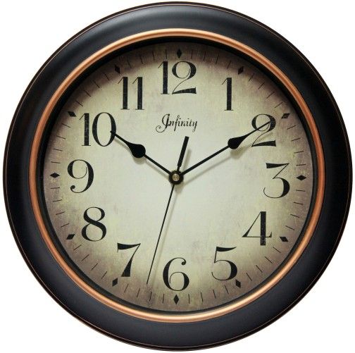 Infinity Instruments 14877BG-2732 Silent Sweep Second Hand Traditional Dial Wall Clock, Traditional style, Glass lens, Silent sweep second hand, Quartz movement, Dark brown resin case with glass cover, UPC 731742148773 (14877BG2732 14877BG-2732 14877BG 2732)