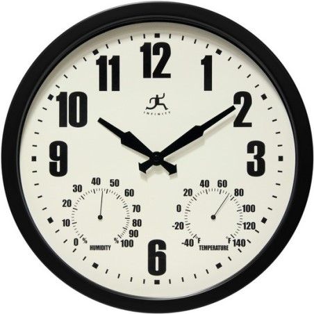 Infinity Instruments 14885BK-3911 Munich Black Indoor/Outdoor Wall Clock, 14
