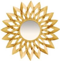 Infinity Instruments 14931 Lyon Wall Mirror, 26" Diameter, Burst design mirror will give your home a bright statement piece for any room, Beautiful gold leaf painted steel frame that will catch the eye of any visitor to your home, Dimensions 26" H x 26" W x 1.5" D, UPC 731742149312 (14-931 149-31) 