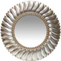 Infinity Instruments 14972AG Marseille Wall Mirror, 21.5" Round Diameter, Elegant feather designed mirror, Burnished light gold finish frame with a gold finish center ring brings out the beautiful design of this elegant mirror, Dimensions 20" H x 20" W x 2" D, UPC 731742149725 (14972-AG 14972 AG) 