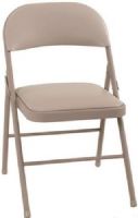 Cosco 14993ANT4E Vinyl Folding Chair (4-pack); In Antique Linen with a powder-coated finish for durability; The vinyl padded seat and back make them a crowd favorite; Offers a tube-in-tube reinforced frame and low maintenance, long lasting powder coat frame finish, while still remaining stylish with fashionable vinyl upholstery that matches any current decor; UPC 044681345999 (14993-ANT4E 14993 ANT4E 14993ANT4) 