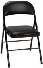 Cosco 14993BLK4E Vinyl Folding Chair Black (4-pack), FOLDS FLAT - Folds up tight and compact for easy storage, LOW MAINTENANCE - Durable steel frame with powder-coated finish, STRONG - Use of two cross braces and tube-in-tube reinforced frame, NON-MARRING - Leg tips protect floor surfaces, Furniture Type: Seating, Primary Material: Metal, Material: Steel and Fabric, Usage: Indoor, Height: 29.92", Width: 18.42", Depth: 18.5", UPC 044681346002 (14993BLK4E 14993BLK4E) 