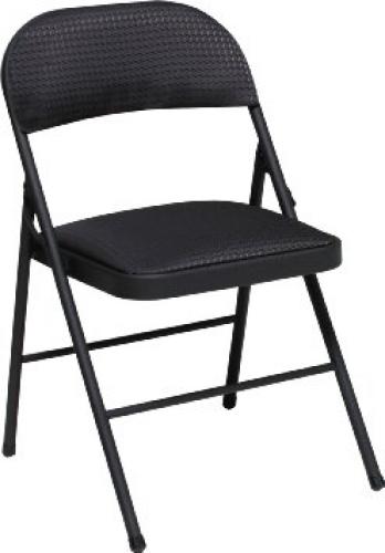 Cosco 14995JBD4E Fabric Folding Chair Black (4-pack), COMFORTABLE - Soft padded fabric seat and back, FOLDS FLAT - Folds up tight and compact for easy storage, LOW MAINTENANCE - Durable steel frame with powder-coated finish, STRONG - Use of two cross braces and tube-in-tube reinforced frame, NON-MARRING - Leg tips protect floor surfaces, Furniture Type: Seating, Primary Material: Metal, Material: Steel and Fabric, Usage: Indoor, Height: 30.11