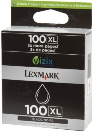 Lexmark 14N1068 Model 100XL Black High Yield Return Program Ink Cartridge, Works with Lexmark Interact S605, Prevail Pro705, Prestige Pro805, Platinum Pro905, Pinnacle Pro901, Genesis S815, S816, Impact S301, S305, S405, Intuition S505 and Prospect Pro205 Printers, Up to 510 Standard Pages in accordance with ISO/IEC 24711, New Genuine Original OEM Lexmark Brand, UPC 734646966924 (14N-1068 14-N1068)