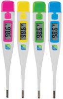 Mabis 15-930-004 30-Second Slim Thermometer Family Pack, Color-coded so each family member can have their own designated thermometer, 26% less plastic than most thermometers, °F temperature display, Water resistant, Memory recall of last reading, Fever alarm, Includes: 5 probe covers, battery and storage case (15-930-004 15930004 15930-004 15-930004 15 930 004) 