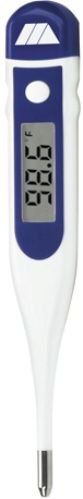 Mabis 15-733-000, 9-Second Rigid Tip Digital Thermometer, Fahrenheit, Vertical Packaging, Waterproof feature allows for easy cleaning, Memory recall of last reading,Large easy-to-read display, Peak temperature tone, Auto shut-off, Storage case, 5 probe covers, Instructions in English and Spanish (15-733-000 15733000 15733-000 15-733000 15 733 000)
