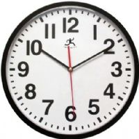 Infinity Instruments 15018BK-4017 Pure Business/Office Wall Clock, 18" Round Diameter, Simple easy to read clock for any office or business setting, Red second hand will help keep track of the seconds of your, Silent Sweep Second Hand Movement, Requires 1 AA Battery (Not Included), UPC 731742150189 (15018BK4017 15018BK 4017 15018-BK-4017) 