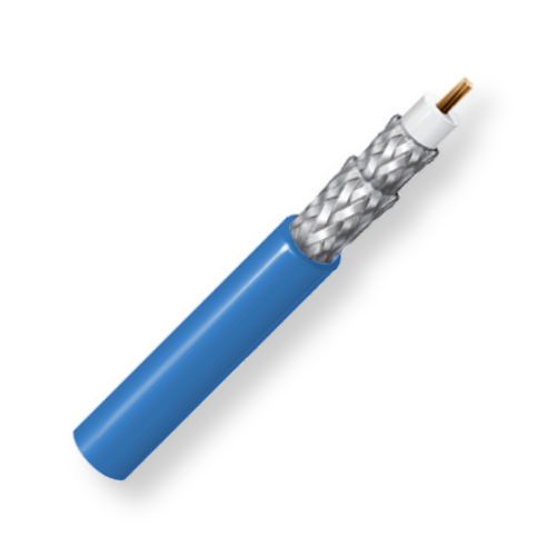 Belden 1505F G7X1000, Model 1505F, 22 AWG, RG59, Flexible, Low Loss Serial Digital Coax Cable; CM-Rated; Blue Color; 22 AWG stranded Bare compacted copper conductor; Foam HDPE core; Double Tinned copper braid; Flexible PVC jacket; UPC 612825356417 (BTX 1505FG7X1000 1505F G7X1000 1505F-G7X1000 BELDEN)