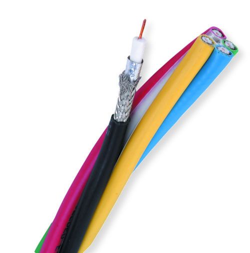 Belden 1505S6 0001000 Model 1505S6, 6-Coax, 20 AWG, VideoFLEX Snake, Banana Peel Cable; 20 AWG solid 0.032-Inch bare copper conductors; Gas-injected foam HDPE insulation; Duofoil plus a tinned copper braid shield; Individual PVC jackets; CMR Riser-Rated; UPC 612825356431 (BTX 1505S60001000 1505S6 0001000 1505S6-0001000)