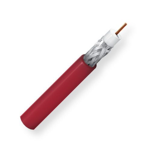 Belden 1506A 0021000, Model 1506A; RG59, 20 AWG, Plenum-Rated, Low Loss, Serial Digital Coax Cable; Red; RG59 20 AWG solid bare copper conductor; Foam FEP core; Duofoil Tape and tinned copper braid double shield; Flamarrest jacket; UPC 612825116592 (BTX 1506A0021000 1506A 0021000 1506A-0021000)