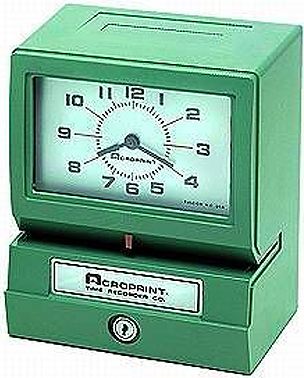 Acroprint 01-2070-413 model 150QR4 Employee Time Clock, Automatic Print Time Recorder Model 150, Recorders accurately advance Month, date, hour (0-23), minute, Clock is directly geared to typewheels so time on face matches the time stamped, Automatic ribbon feed and reverse ensures long ribbon use and easy replacement, UPC 033297150707 (012070413 012070-413 01-2070413 150 QR4 150-QR4 Model 150)