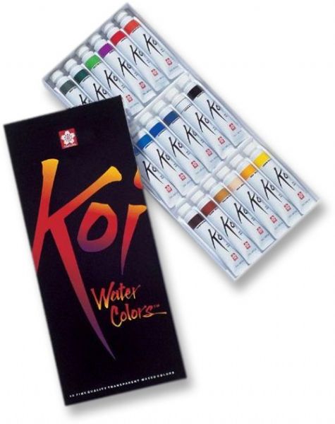 Koi 15262 Watercolor Paint 18-Color Set; The fine artist, the professional, and the student enjoy the smooth, creamy, subtle gradations of Koi watercolors; Enjoy the versatility of instant correction and layering, create spontaneous washes with soft edges and swim in dynamic color possibilities; These specially selected pigments are instantly water responsive; UPC 084511372832 (KOI15262 KOI 15262)