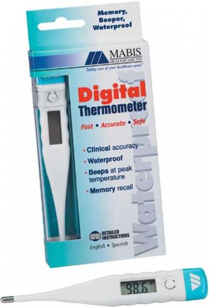 Mabis 15-600-000 Deluxe Digital Thermometer with Memory, Waterproof, Fahrenheit Display , 60-second readout, Range: 89.6 degree F to 109.4 degree F (32.0 C to 43.0 C) (15600000, 15 600 000, 15 600000, 15600 000, 15-600000, 15600-000, 15 600-000, 15-600 000)