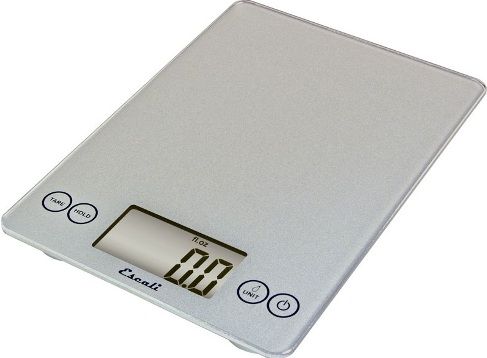 Escali 157SS model Arti Glass Digital Scale, Ultra slim profile, 15 Lbs or 7000 gram capacity, Measures liquid and dry ingredients, Easy to clean glass surface, Automatic shut off feature, Both liquid - fl oz, ml and dry ingredients - g, oz, lb + oz Measures, Shiny Silver Finish, UPC 852520003029 (157SS 157-SS 157 SS) 