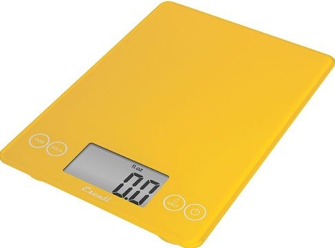 Escali 157SY model Arti Glass Digital Scale, Ultra slim profile, 15 Lbs or 7000 gram capacity, Measures liquid and dry ingredients, Easy to clean glass surface, Automatic shut off feature, Both liquid - fl oz, ml and dry ingredients - g, oz, lb + oz Measures, Solar Yellow Finish, UPC 852520003104 (157SY 157-SY 157 SY) 