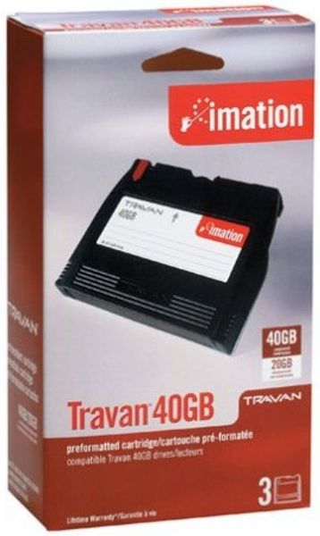 Imation 15874 Travan TR-7 Data Cartridge, 20GB Native and40GB Compressed Storage Capacity, 750 ft Storage Tape Length, Linear Serpentine Recording Method, UPC 051122158742 (15-874 15 874)