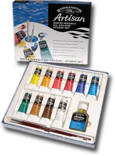 Winsor And Newton 1590252 Artisan, Water Mixable Oil, 10 Colors Studio Set; Specifically developed to appear and work just like conventional oil color; The key difference between Artisan and conventional oils is its ability to thin and clean up with water; UPC 094376896336 (WINSORANDNEWTON1590252 WINSORANDNEWTON 1590252 WINSOR AND NEWTON WINSORANDNEWTON-1590252)