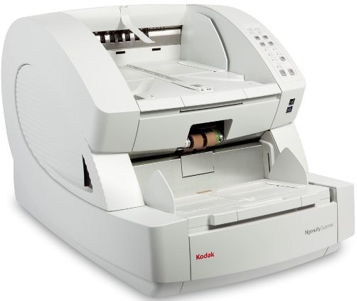 Kodak 1598143 Ngenuity 9090DC Production Document Scanner, Scanning Speed Letter Size Landscape at 200 dpi 90 ppm Simplex/180 ipm Duplex, Daily Duty Cycle 90000 pages per day, Roller Life (Bond Paper) 600000, Resolution Output 600 dpi, Onboard VRS Professional, SharpShooter Trilinear 7.6k CCD Camera Technology, White LEDs Lighting Technology, UPC 041771598143 (15-98143 159-8143 1598-143 15981-43)