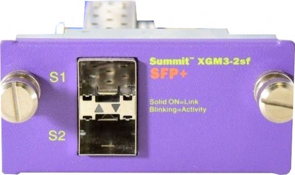Extreme Networks 16419 Model VM3 Stack Module, Plug in Module, Supports Up to two 10 GbE Transceivers, Supports Up to two GbE Transceivers, UPC 644728161171, Dimensions 1.4