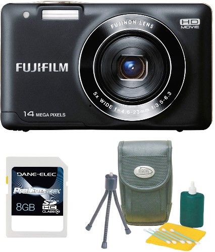 Fujifilm 16209581-3-KIT FinePix JX500 Digital Camera with DC-115R Starter Kit & 8GB SD Card, 2.7-inch, approx. 230000 dots TFT color LCD monitor, 14 megapixels, 1/2.3-inch CCD with primary color filter Image sensor, Fujinon Lens with 5x Optical Zoom, 720p HD movie capture, Focal length f=4.6 - 23 mm/equivalent to 26 - 130 mm on a 35 mm camera, UPC 837654978481 (162095813KIT 162095813-KIT 16209581-3KIT 16209581 JX-500 JX 500)